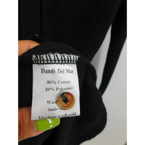 Dandy Del Mar Women's Black Button Down Terry Cloth Mini Shirt Dress Size Small - Picture 4 of 5